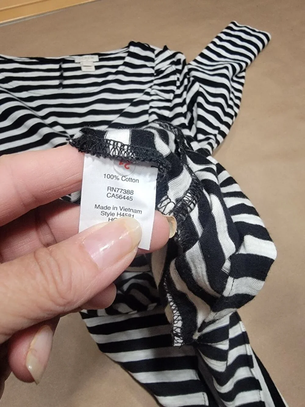 J. Crew Size S Black & White Striped Ruffled Trim Tunic with Asymmetrical Ruffle